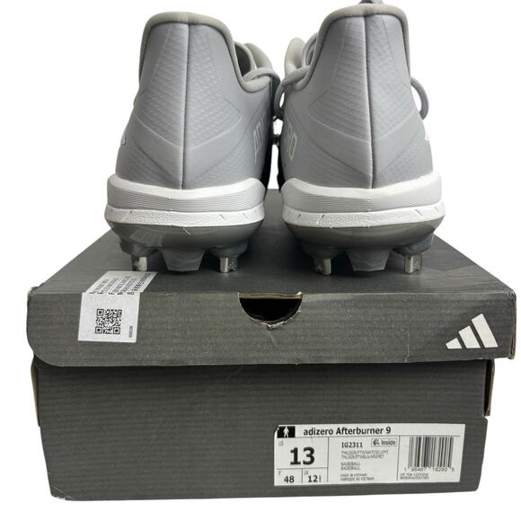 Adidas Adizero Afterburner 9 Gray White Silver Baseball Cleats NEW Men's Size 13 - Picture 5 of 9
